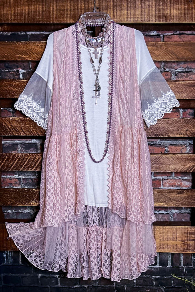 SECRET HEART PINK TIMELESS LACE VEST