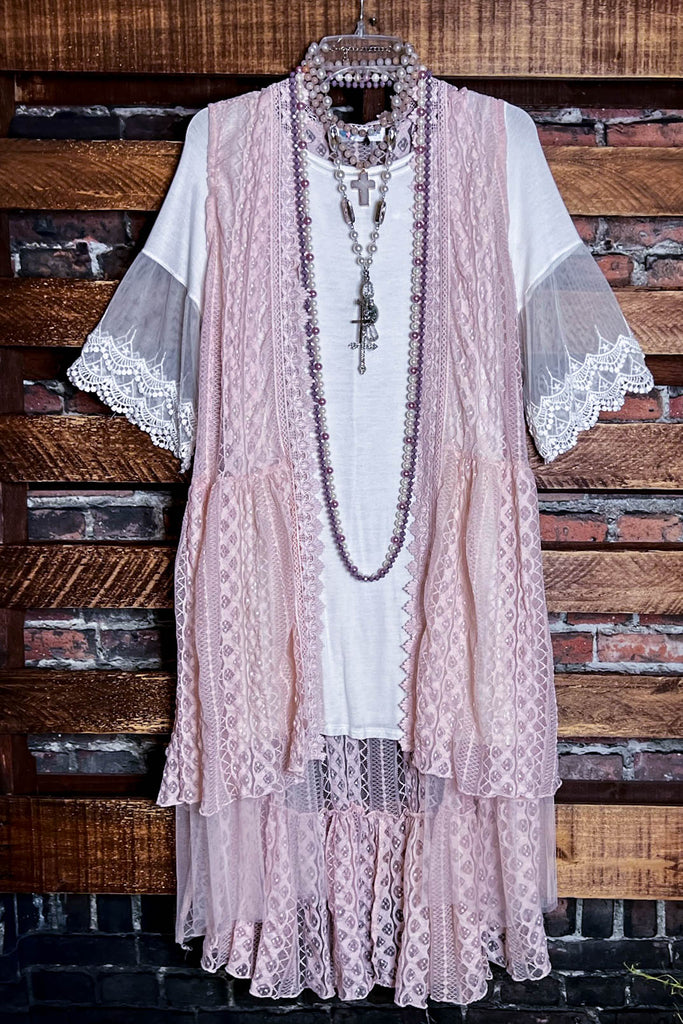 SECRET HEART PINK TIMELESS LACE VEST