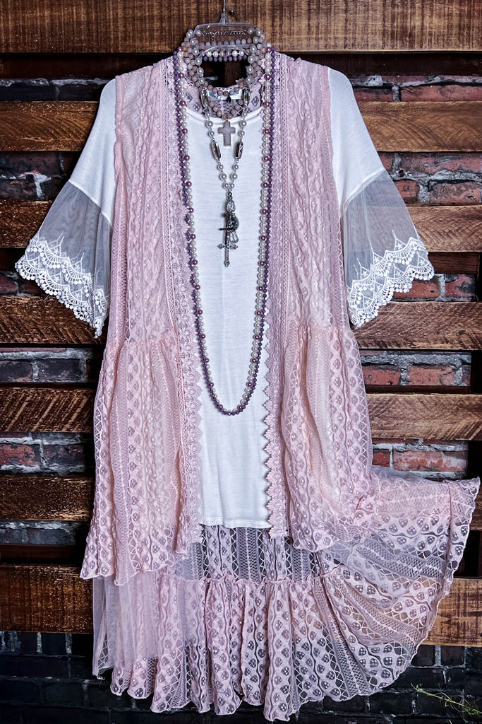 MY DEAREST DARLING PINK TIMELESS LACE VEST