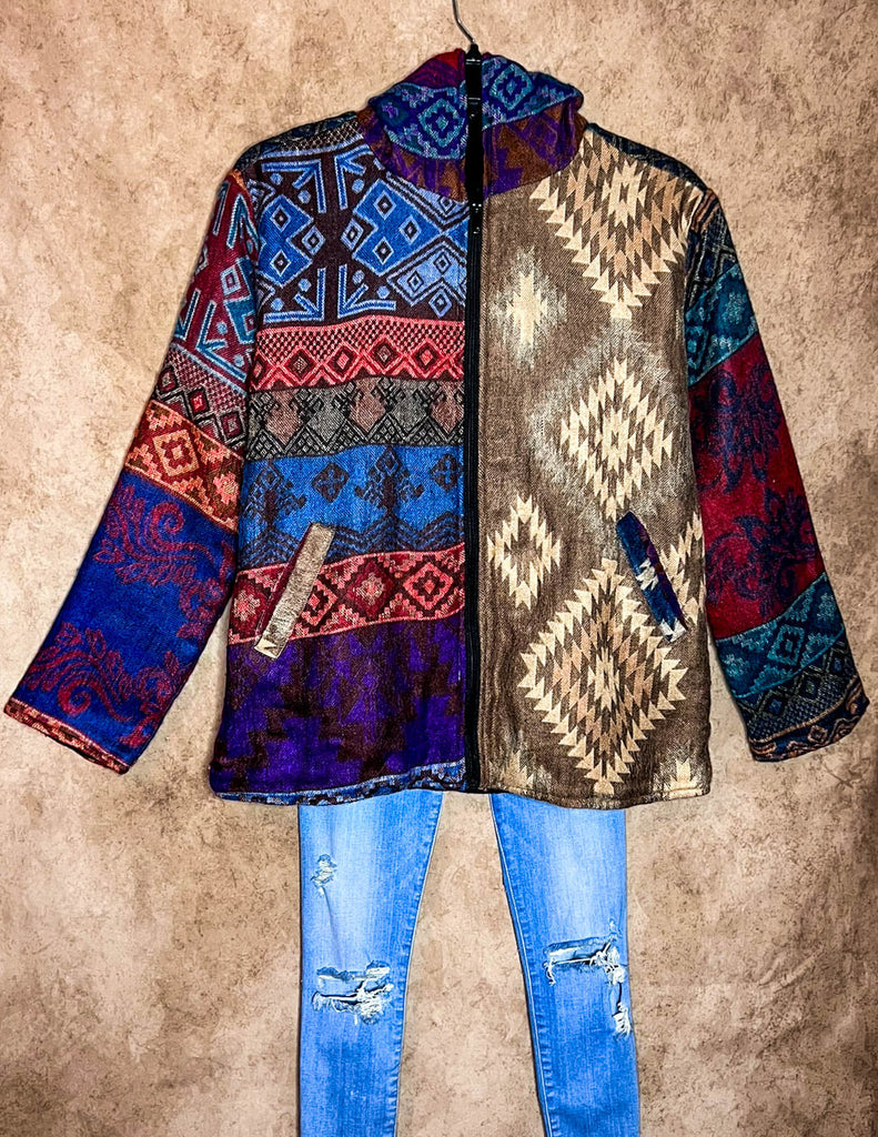 Journey Hoodie Quilted Knit Jacket in Multi-Color----------Sale