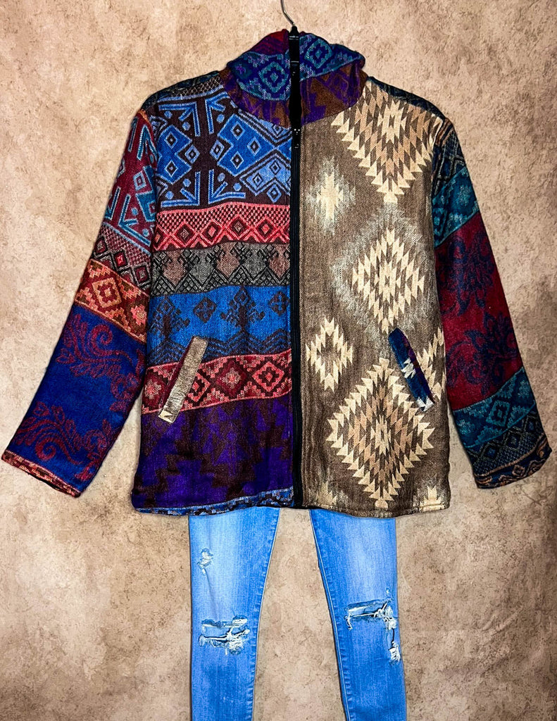 Journey Hoodie Quilted Knit Jacket in Multi-Color----------Sale