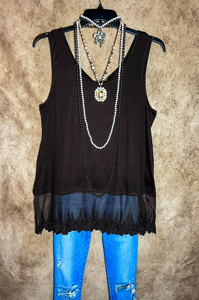 PRETTY ADORABLE PASSION BROWN LACE EXTENDER TOP