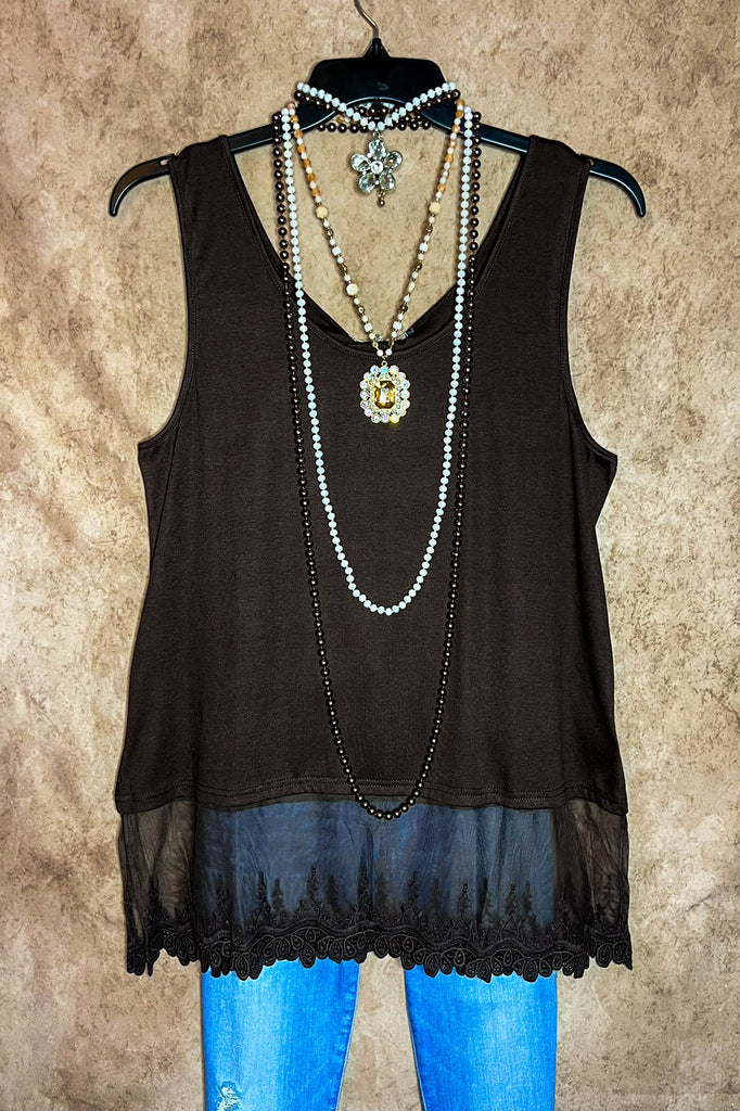 PRETTY ADORABLE PASSION BROWN LACE EXTENDER TOP