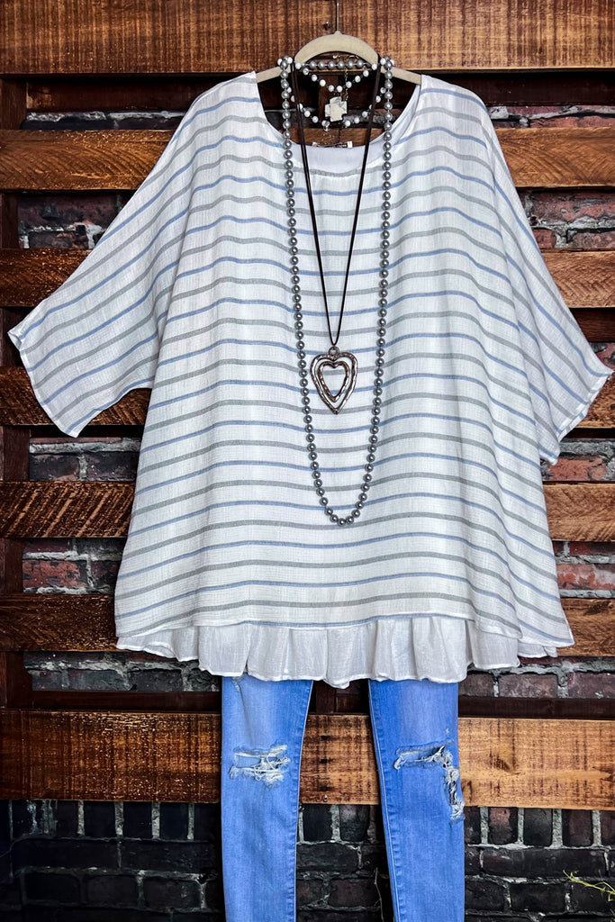 THE PERFECT FAB TUNIC IN IVORY & BLUE