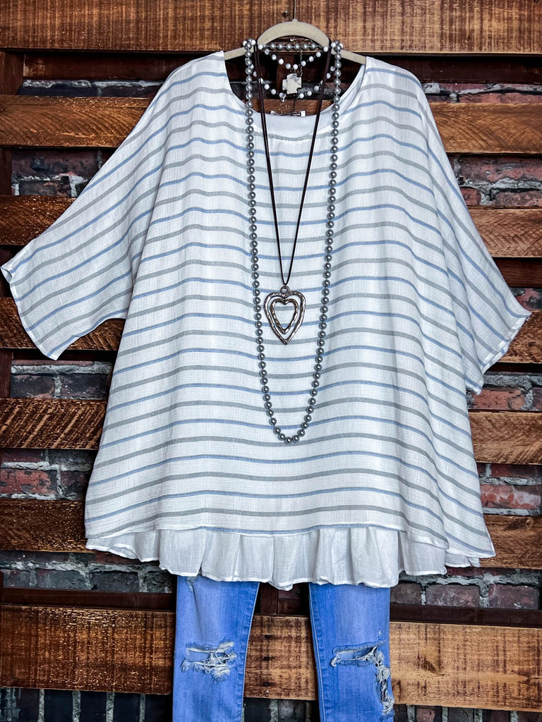 THE PERFECT FAB TUNIC IN IVORY & BLUE