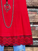 SWEETER THAN HONEY RED RUBY LACE SLIP DRESS EXTENDER TOP