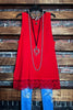 SWEETER THAN HONEY RED RUBY LACE SLIP DRESS EXTENDER TOP