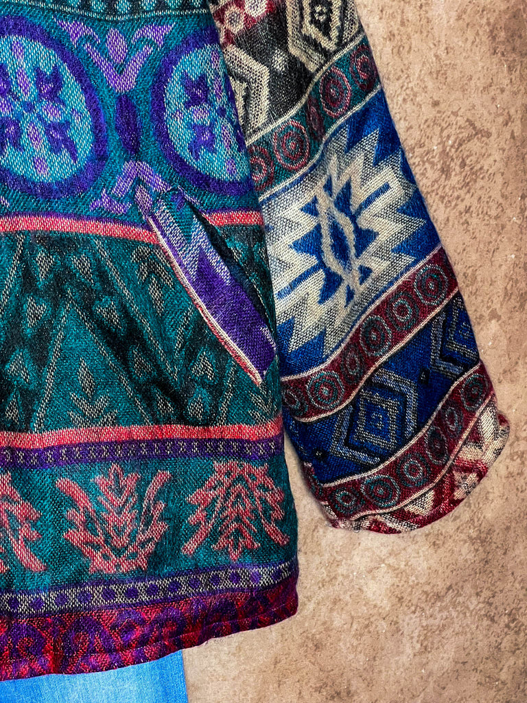 Journey Hoodie Quilted Knit Jacket in Blue, Purple & Multi------Sale