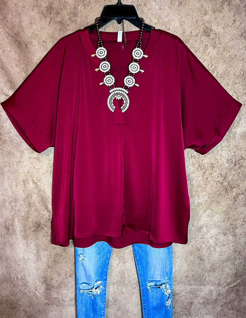 14 - 24 Size - The Best Burgundy Satin Top ------Sale