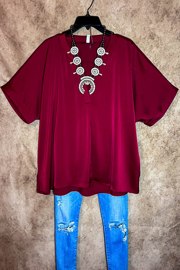 14 - 24 Size - The Best Burgundy Satin Top ------Sale