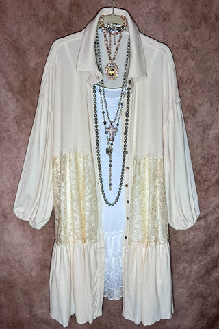 VINTAGE ANGEL PRETTY BROWN LACE KIMONO CARDIGAN