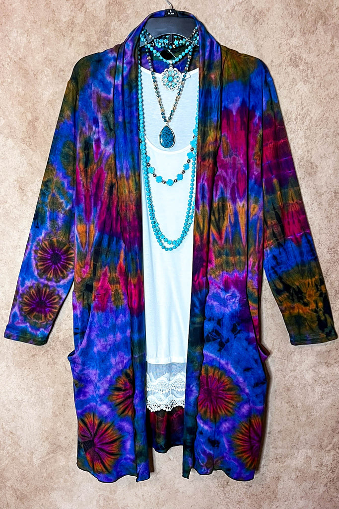 Take it Easy Purple Tie Dye Cardigan