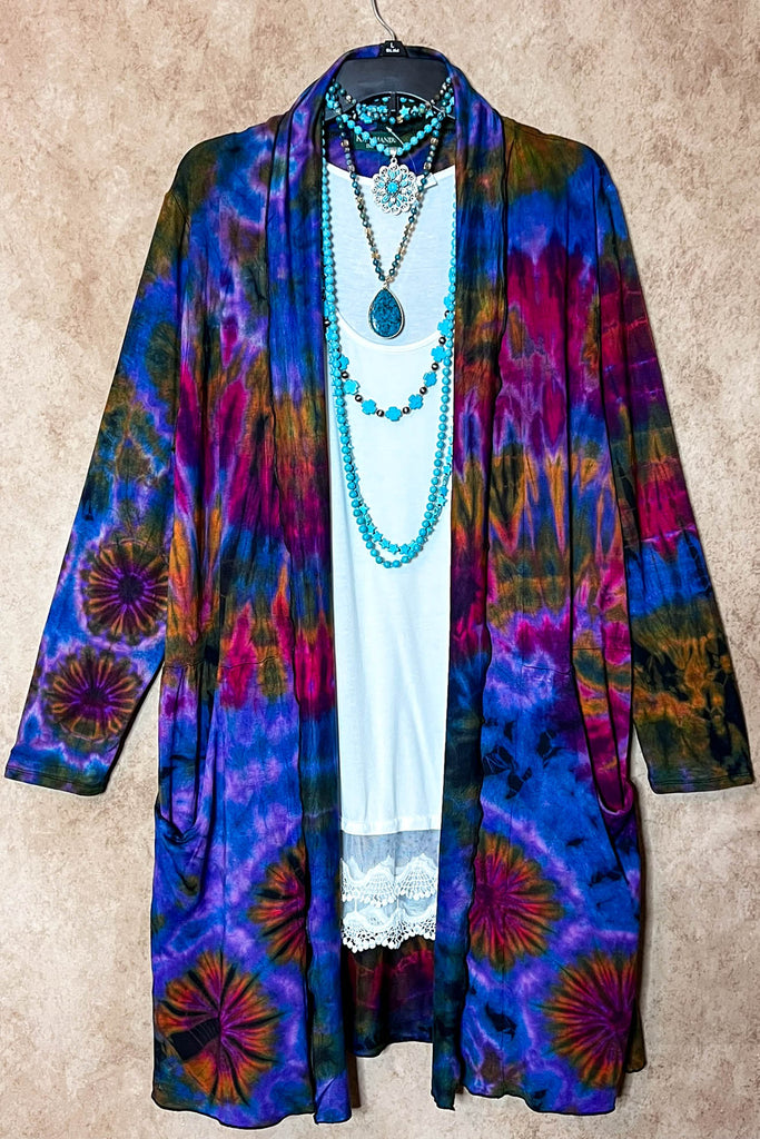 Take it Easy Purple Tie Dye Cardigan