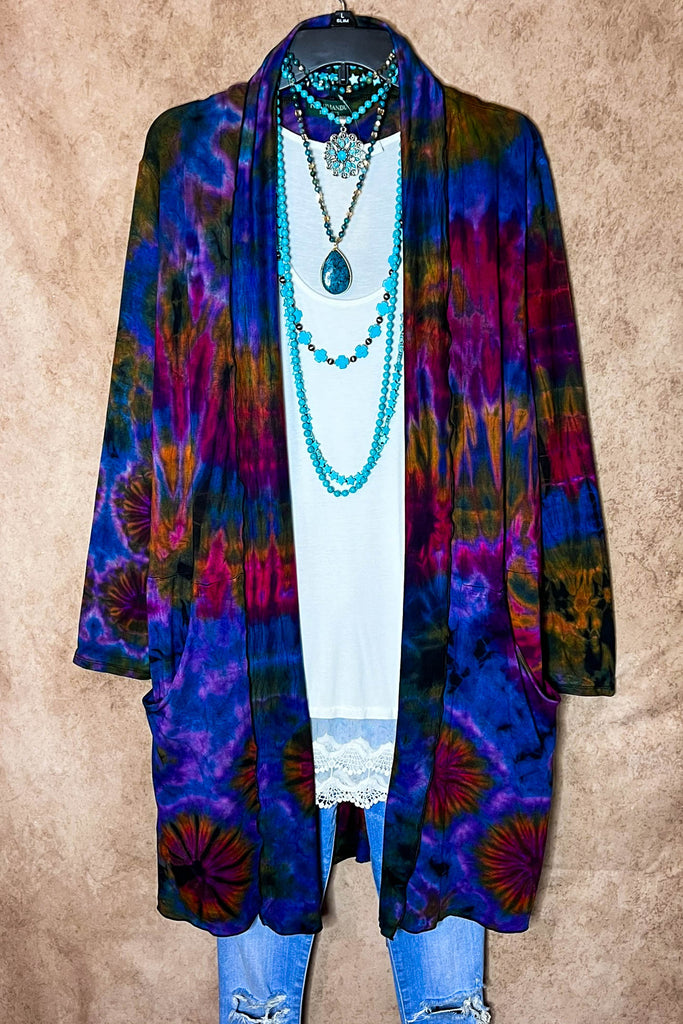 Take it Easy Purple Tie Dye Cardigan