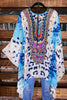 AS CHARMING AS EVER ANIMAL PRINT & CRYSTAL STYLISH TUNIC IN BLUE & MIX