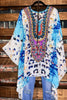 AS CHARMING AS EVER ANIMAL PRINT & CRYSTAL STYLISH TUNIC IN BLUE & MIX