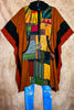 BOHO SEA SHORE PATCHWORK COTTON HOODIE PONCHO DRESS COVER UP MULTI-COLOR