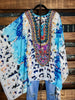 AS CHARMING AS EVER ANIMAL PRINT & CRYSTAL STYLISH TUNIC IN BLUE & MIX