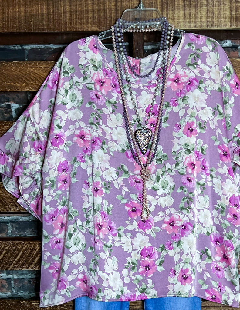 CITY OF LOVE FLORAL BLOUSE IN LILAC & MULTI-COLOR