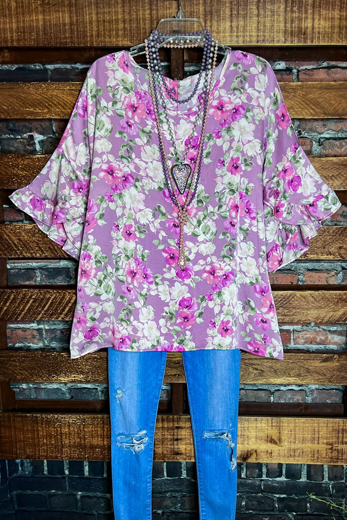 CITY OF LOVE FLORAL BLOUSE IN LILAC & MULTI-COLOR