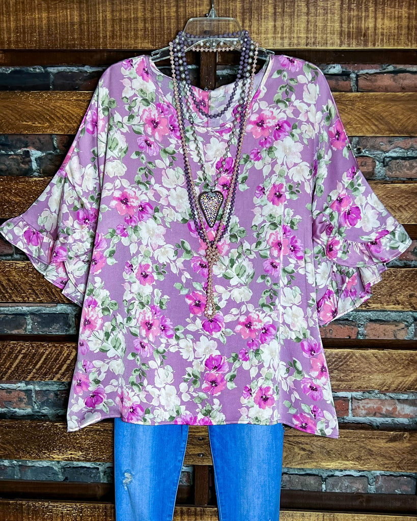 CITY OF LOVE FLORAL BLOUSE IN LILAC & MULTI-COLOR