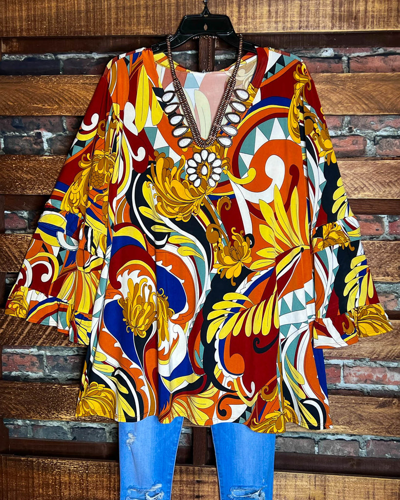 ETERNALLY PERFECT DAMASK MULTI-COLOR TUNIC