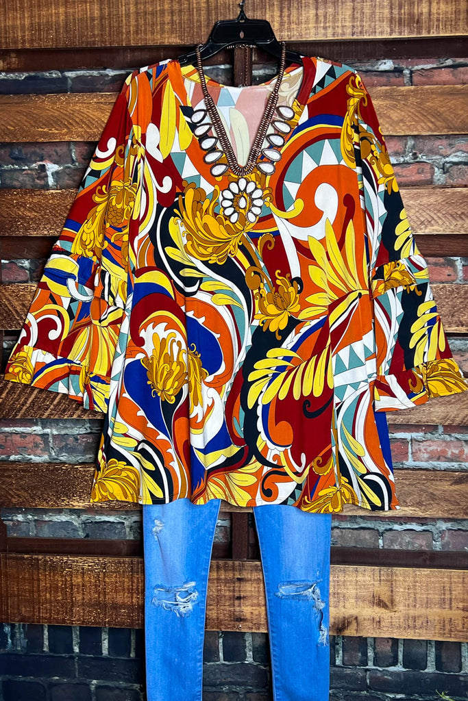 ETERNALLY PERFECT DAMASK MULTI-COLOR TUNIC