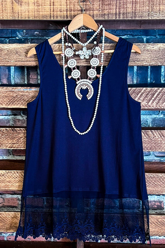 ADORABLE PASSION NAVY BLUE LACE EXTENDER TOP