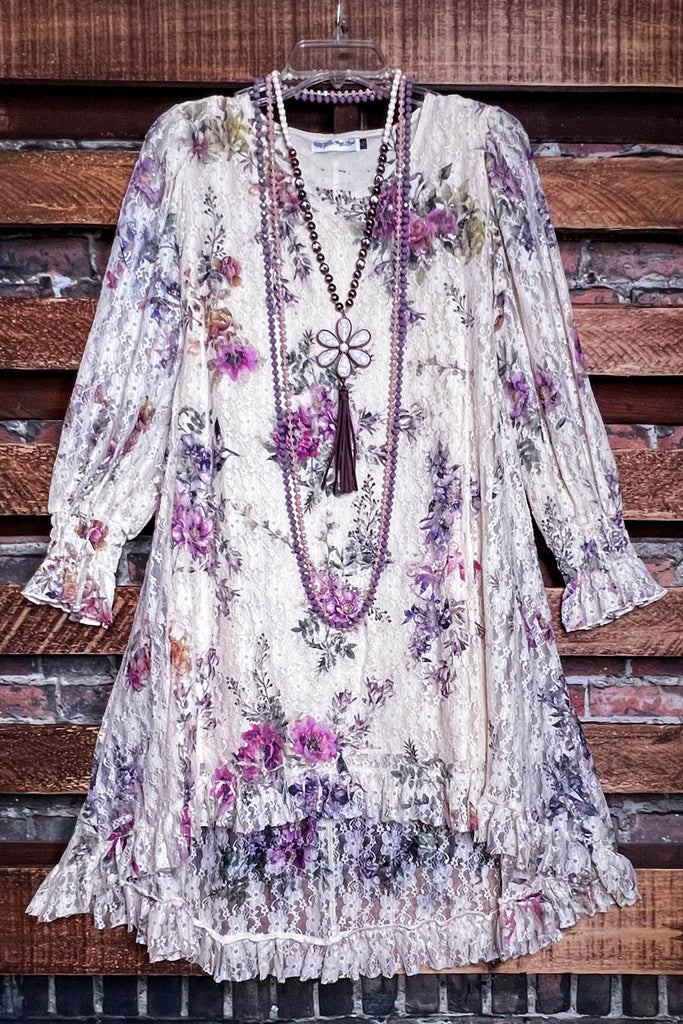 LIKE AN ENCHANTED DREAM LAYERED TUNIC BEIGE & MULTI-COLOR