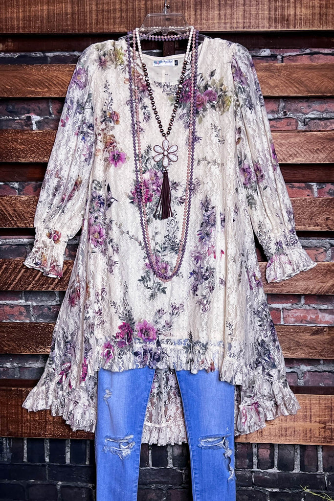 LIKE AN ENCHANTED DREAM LAYERED TUNIC BEIGE & MULTI-COLOR