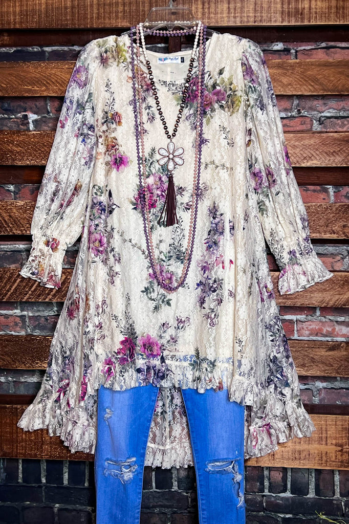 LIKE AN ENCHANTED DREAM LAYERED TUNIC IN BEIGE & MULTI