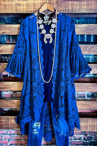 SUNSET CHASER NAVY BLUE BOHO SWING OVERSIZED TUNIC