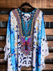 AS CHARMING AS EVER ANIMAL PRINT & CRYSTAL STYLISH TUNIC IN BLUE & MIX