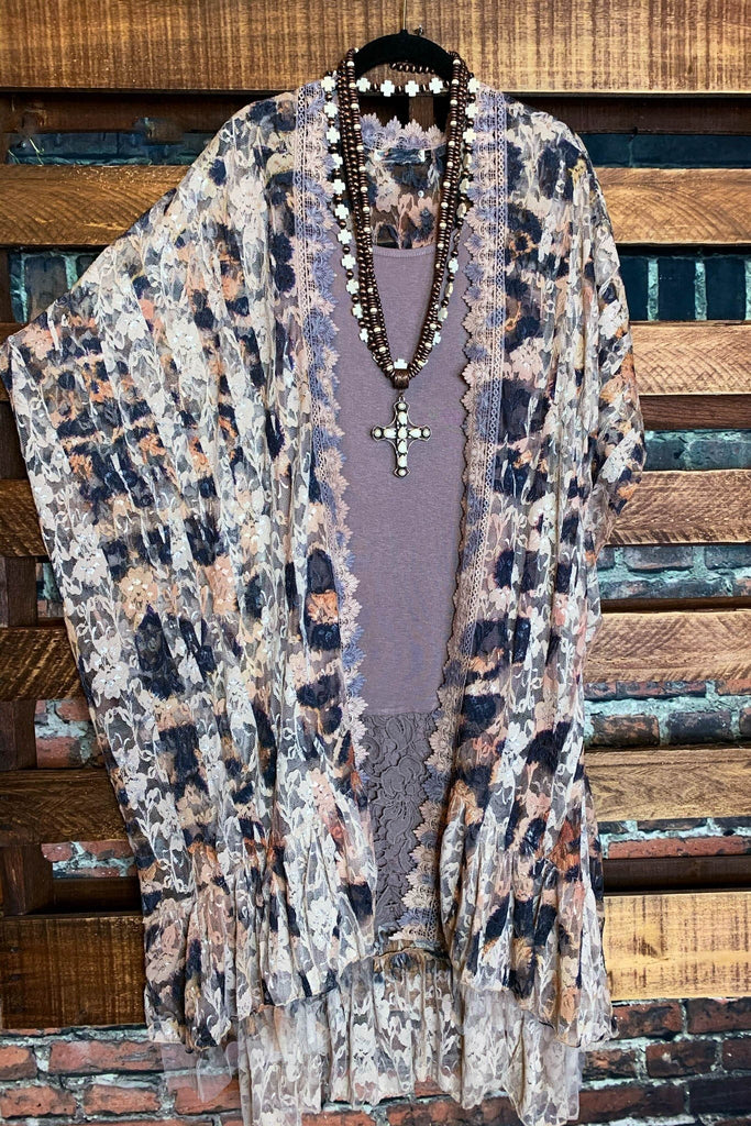 Enchanting Love Leopard Print Lace Duster Kimono