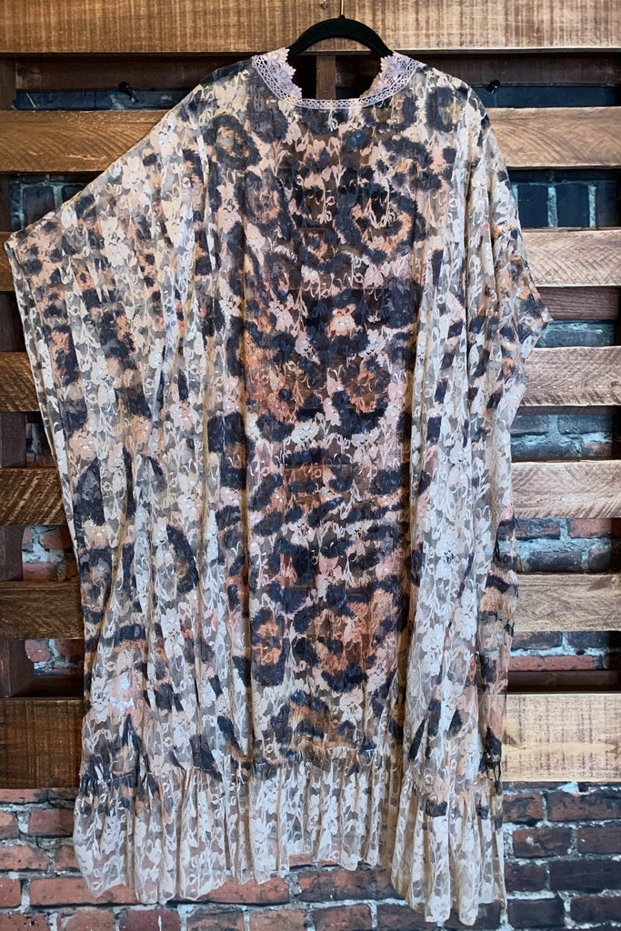 Enchanting Love Leopard Print Lace Duster Kimono