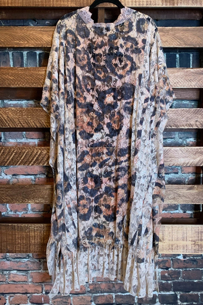 Enchanting Love Leopard Print Lace Duster Kimono