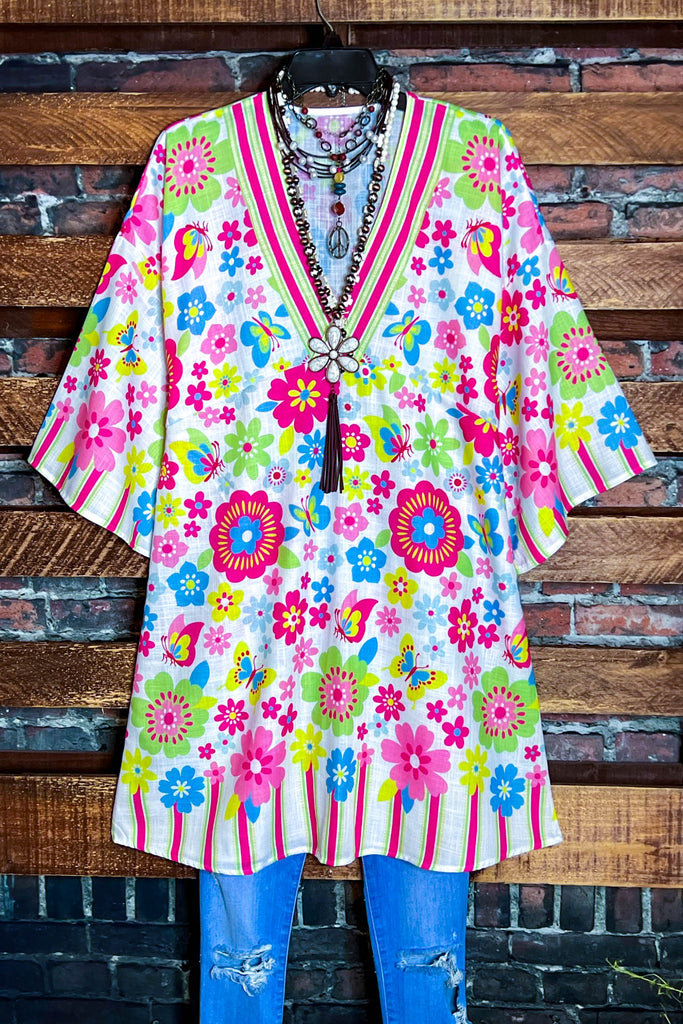 BALI BOHO GAUZE TUNIC DRESS COVER UP IN MULTI- COLOR