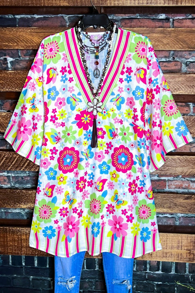 BALI BOHO GAUZE TUNIC DRESS COVER UP IN MULTI- COLOR