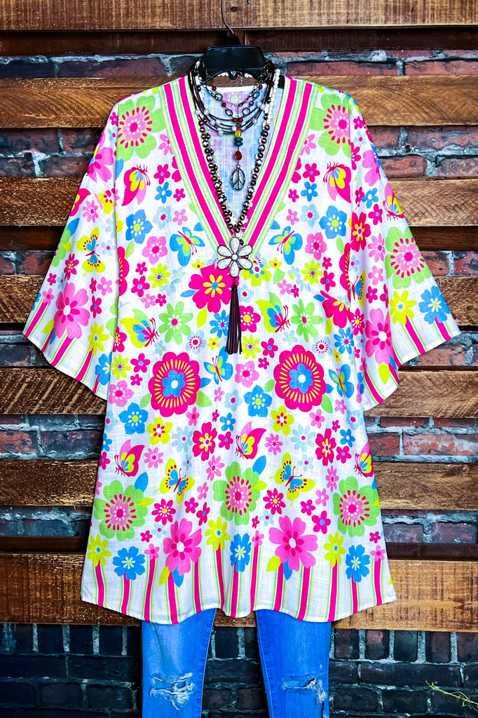 BALI BOHO GAUZE TUNIC DRESS COVER UP IN MULTI- COLOR