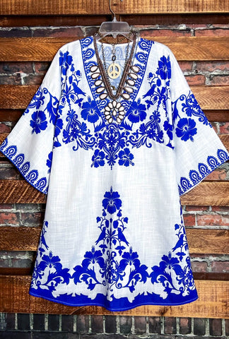 BALI BOHO GAUZE TUNIC DRESS COVER UP IN MULTI- COLOR