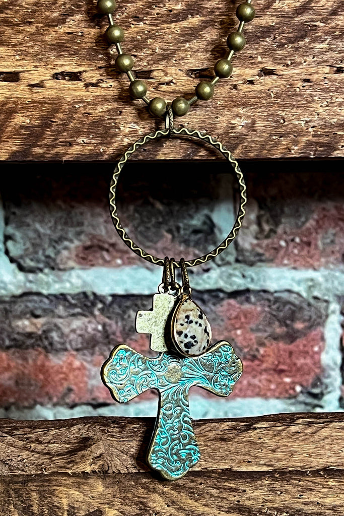 WESTERN  RUSTIC CROSS NECKLACE