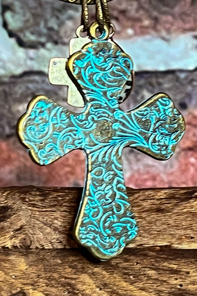 WESTERN  RUSTIC CROSS NECKLACE