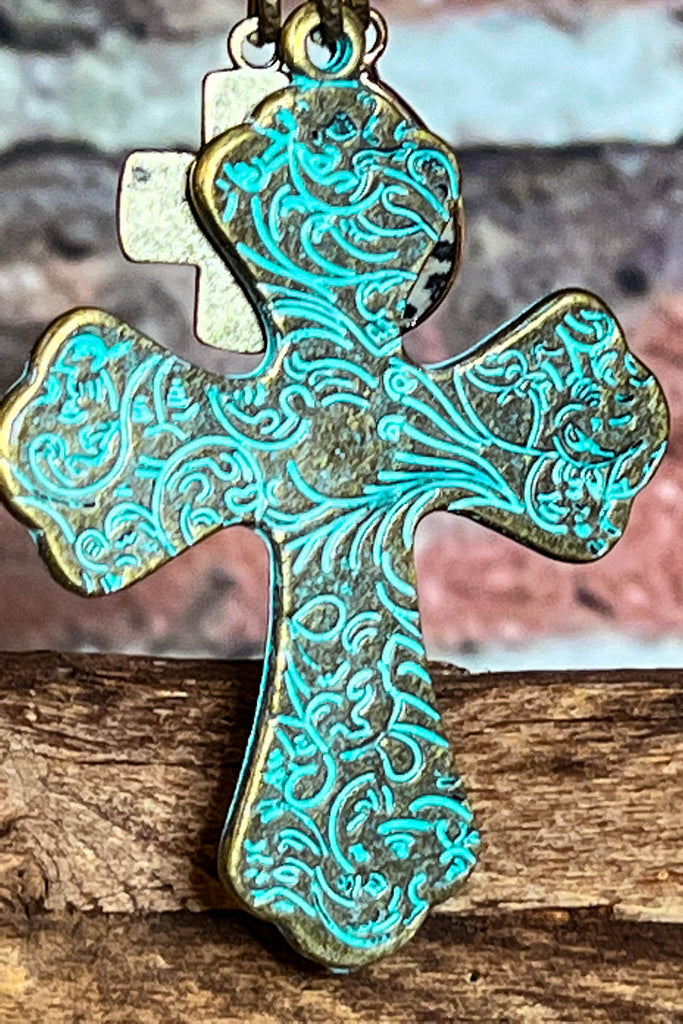 WESTERN  RUSTIC CROSS NECKLACE