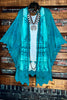 VINTAGE ANGEL EMBROIDERED LACE KIMONO AQUA