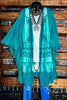 VINTAGE ANGEL EMBROIDERED LACE KIMONO AQUA