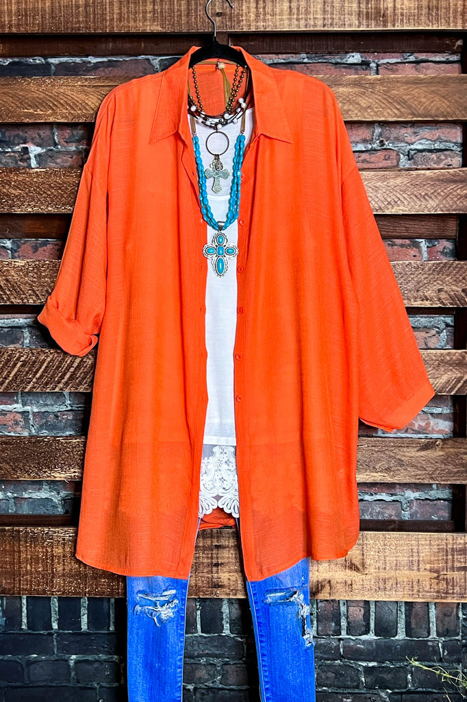 ALL DAY BEAUTIFUL & COMFY  LIGHTWEIGHT SHIRT TUNIC ORANGE