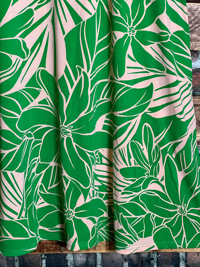 SUNSET PALMS DRESS GREEN