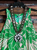 DREAMING OF PARADISE PALMS DRESS BEIGE & GREEN----------sale