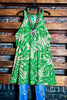 DREAMING OF PARADISE PALMS DRESS BEIGE & GREEN----------sale