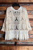 DELICATE TOUCH CROCHET & LACE VINTAGE INSPIRED CARDIGAN BEIGE